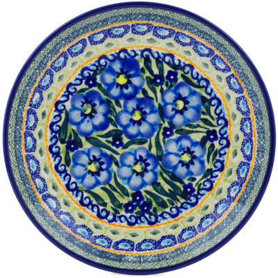 Polish Pottery Plate 7&quot; Blue Poppy Patch UNIKAT