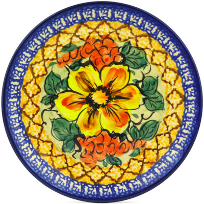 Polish Pottery Plate 7&quot; Colorful Bouquet UNIKAT