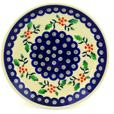 Polish Pottery Plate 7&quot; Holly Berries