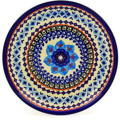 Polish Pottery Plate 7&quot; Lotus Bloom UNIKAT