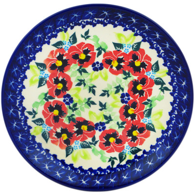 Polish Pottery Plate 7&quot; Pansy Wreath UNIKAT