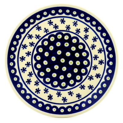 Polish Pottery Plate 7&quot; Peacock Snowflake