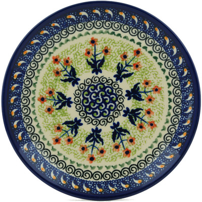 Polish Pottery Plate 7&quot; Red Daisy Blooms UNIKAT