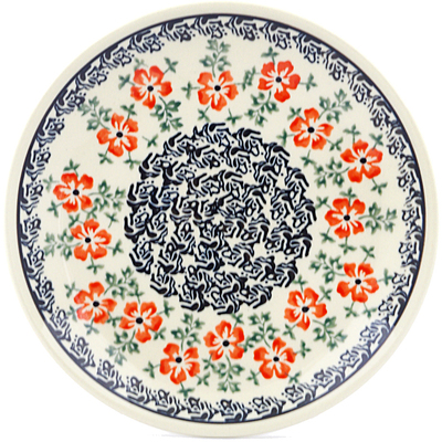 Polish Pottery Plate 7&quot; Red Poppy Wreath