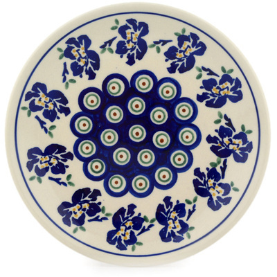 Polish Pottery Plate 7&quot; Royal Iris Peacock