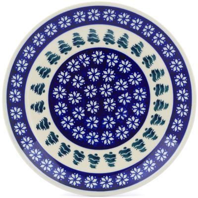 Polish Pottery Plate 7&quot; Snowflakes And Pines