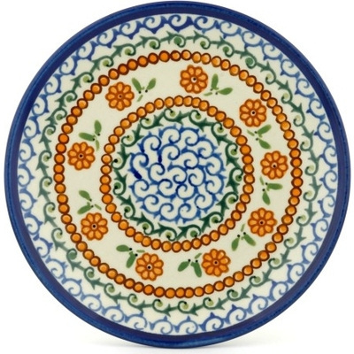 Polish Pottery Plate 7&quot; Sunflower Waves