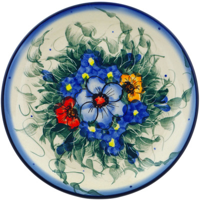 Polish Pottery Plate 7&quot; Sunshine Flowers UNIKAT