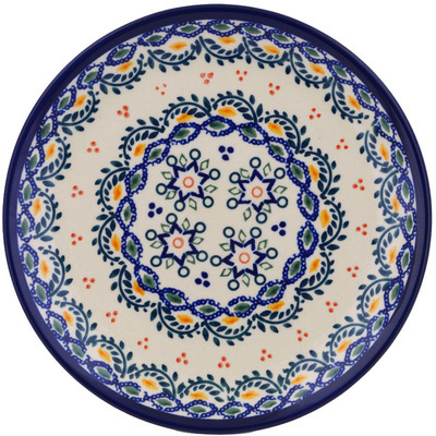 Polish Pottery Plate 7&quot; Tatted Flower UNIKAT