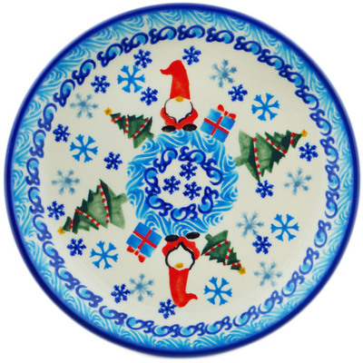 Polish Pottery Plate 7&quot; Winter Gnome