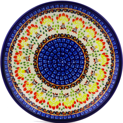 Polish Pottery Plate 8&quot; Blooming Red