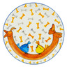 Polish Pottery Plate 8&quot; Dachshung Play