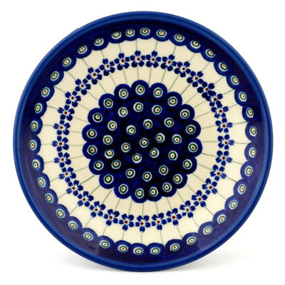 Polish Pottery Plate 8&quot; Flowering Peacock