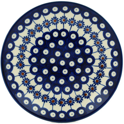 Polish Pottery Plate 8&quot; Flowering Peacock UNIKAT