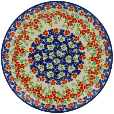 Polish Pottery Plate 8&quot; Red Chains UNIKAT