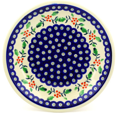 Polish Pottery Plate 9&quot; Holly Berries