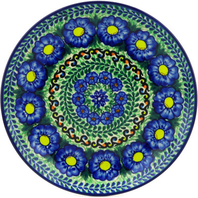 Polish Pottery Plate 9&quot; Regal Peacock UNIKAT
