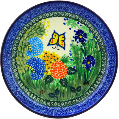 Polish Pottery Plate 9&quot; Spring Garden UNIKAT