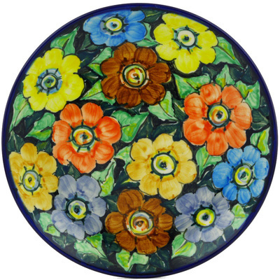 Polish Pottery Plate 9&quot; Springtime Flowers UNIKAT