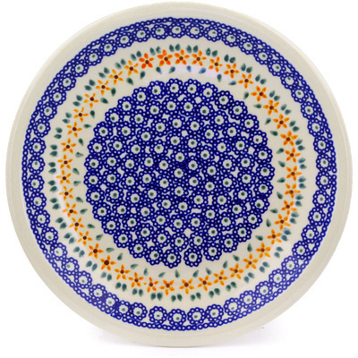 Polish Pottery Plate 9&quot; Starflower Peacock