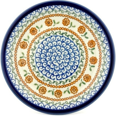 Polish Pottery Plate 9&quot; Sunflower Waves