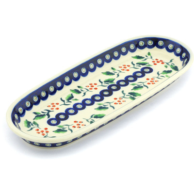 Polish Pottery Platter 11&quot; Holly Berries