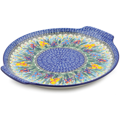 Polish Pottery Platter 13&quot; Spring Iris UNIKAT