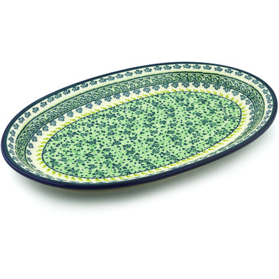 Polish Pottery Platter 14&quot; Sea Of Green