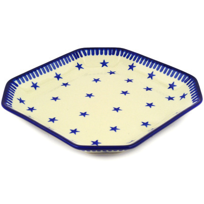 Polish Pottery Platter 8&quot; Stars Forever
