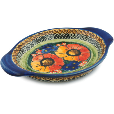 Polish Pottery Platter 9&quot; Bright Beauty UNIKAT