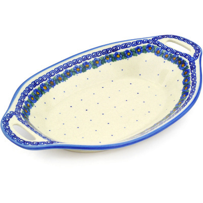 Polish Pottery Platter with Handles 13&quot;