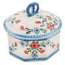 Polish Pottery Pretzel Jar 6&quot; Cherry Blossoms