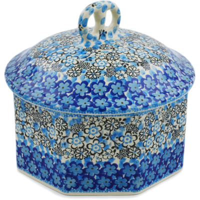 Polish Pottery Pretzel Jar 6&quot; Out Of Blue UNIKAT