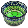 Polish Pottery Ramekin Bowl Small Green Pansies UNIKAT