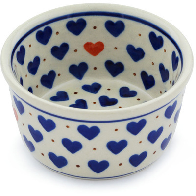 Polish Pottery Ramekin Bowl Small Heart Of Hearts
