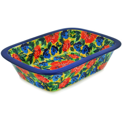 Polish Pottery Rectangular Baker 10&quot; Flowers Collected On A Sunny Day UNIKAT