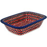 Polish Pottery Rectangular Baker 10&quot; Red Houndstooth