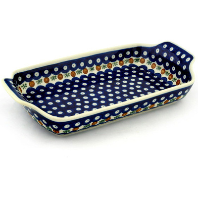 Polish Pottery Rectangular Baker with Handles 13&quot; Mosquito