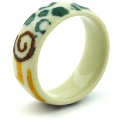 Polish Pottery Ring 1&quot; Grecian Sea