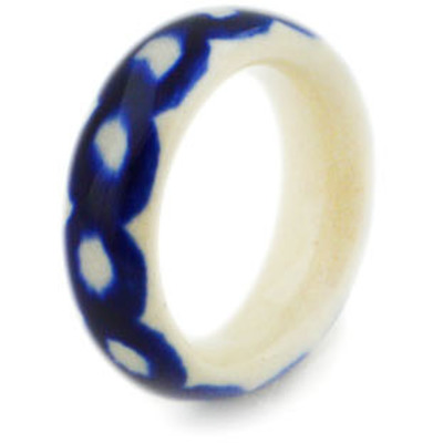 Polish Pottery Ring 1&quot; Polka Dot