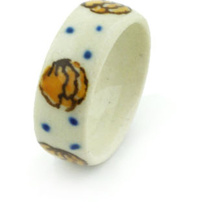 Polish Pottery Ring 1&quot; Spring Flowers