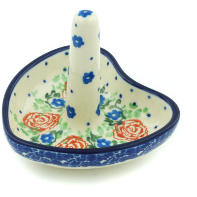 Polish Pottery Ring Holder 3&quot; Flower Passion