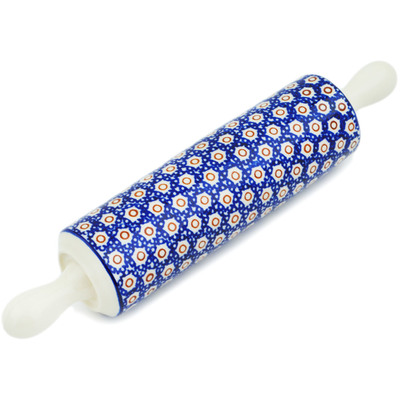 Polish Pottery Rolling Pin 13&quot; Daisy Stamps
