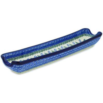 Polish Pottery Rolling Pin Cradle 13&quot; Crazy Daisy