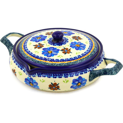 Polish Pottery Round Baker with Handles 10&quot; Circle The Garden UNIKAT