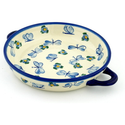 Polish Pottery Round Baker with Handles 10&quot;