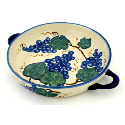 Polish Pottery Round Baker with Handles 10&quot; UNIKAT
