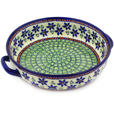 Polish Pottery Round Baker with Handles 11&quot;