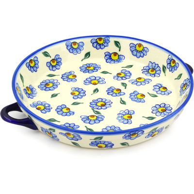 Polish Pottery Round Baker with Handles 13&quot;