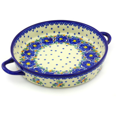 Polish Pottery Round Baker with Handles 14&quot; UNIKAT